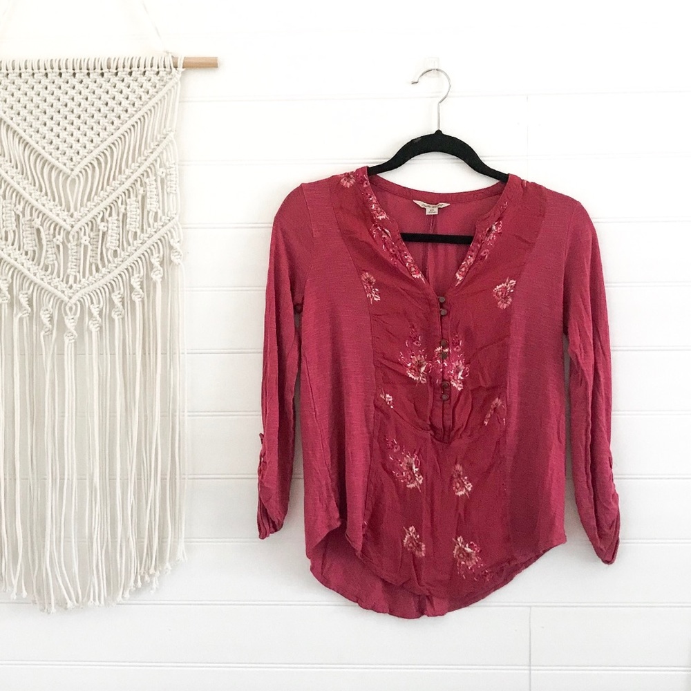 Lucky Brand Pink Floral Print Blouse